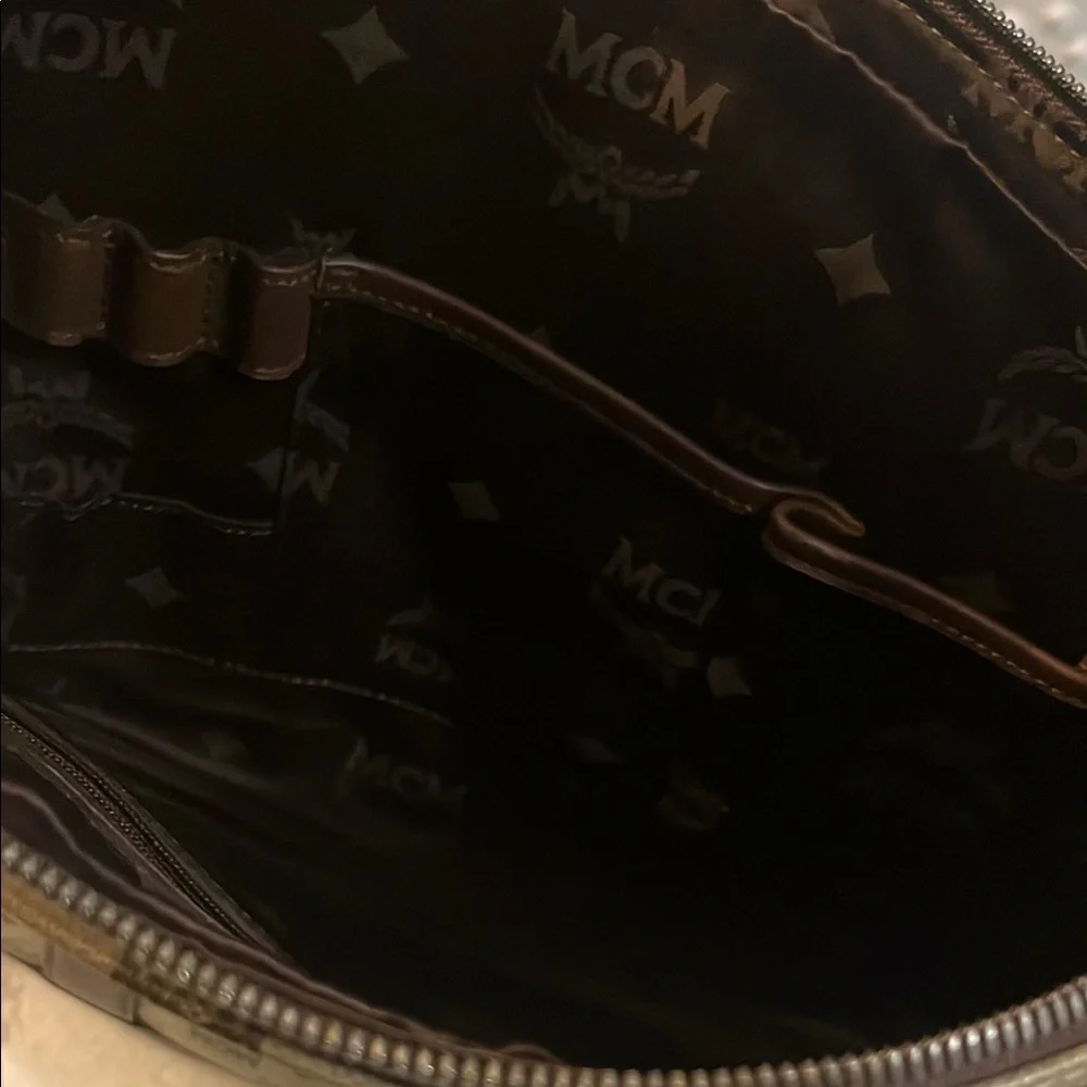MCM Brown Leather Trim Monogram Briefcase